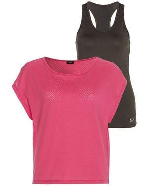 H.i.s. Trainingsshirt 2-Tlg. Shirt & Top (Spar-Set, 2-Tlg) Kurzarm, Bequeme Passform, Sportlich, Atmungsaktives Material - Pink
