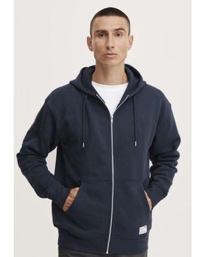 Solid Hoodie Sweatshirtjacke (1-tlg) Sweatjacke mit Kapuze, Kordel, Taschen - Blau