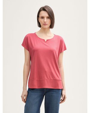 Tom Tailor T-Shirt aus Materialmix - Rot