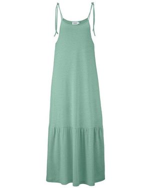 HESSNATUR Jerseykleid Relaxed Aus Reiner Bio-Baumwolle Mit Leinen (1-Tlg) - Grün