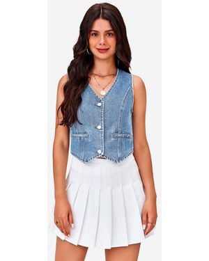 Imily Bela Jeansweste Damen Jeansjacke Weste (Packung, 1-Tlg. 1Per-Pack) Mit Knöpfen - Blau