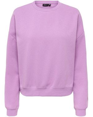 ONLY Sweatshirt Onlsweat L/S Crew Oversize Swt Baumwollmischung, Loose Fit, Rundhals - Lila