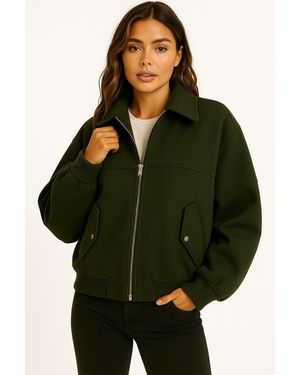 Worldclassca Bomberjacke Bomberjacke Trench Kragen Oversize Übergangsjacke Blouson Neue Kollektion - Grün