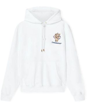 CASABLANCA Rundhalspullover Diamond Column Hooded Sweatshirt - Weiß