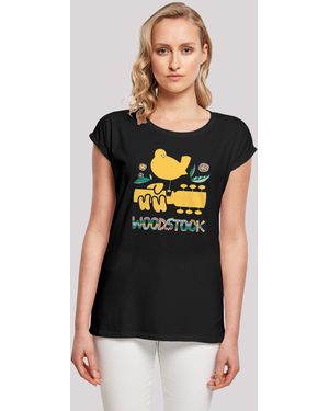 F4NT4STIC Extended Shoulder T-Shirt Woodstock Artwork ,Premium Merch,Regular-Fit,Kurze Ärmel,Bandshirt - Schwarz