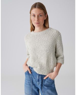 Opus Strickpullover Pamos Halbarm mit Rundhalsausschnitt - Grau