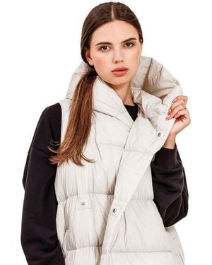 JNBY Daunenweste Damen Lange Daunenweste Mit Kapuze Frühlingsweste Stone Warm Gefüttert - Natur
