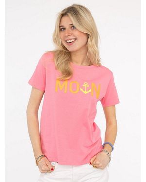 Zwillingsherz T-Shirt "Moinzh" Kurzarm, Rundhalsausschnitt, Stickerei, Baumwollmischung - Pink
