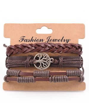 Firetti Armband Multipack Schmuck Geschenk Armschmuck Lederarmband Lebensbaum - Braun