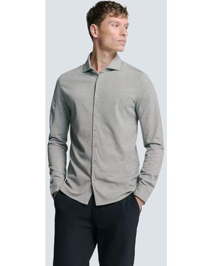 No Excess Langarmhemd Jersey Stretch Mélange Hemd - Grau