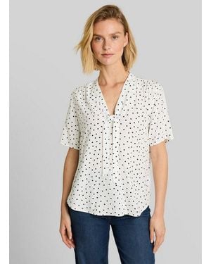 Tom Tailor Kurzarmbluse Blusen & Shirts Bluse Mit Punktemuster - Weiß