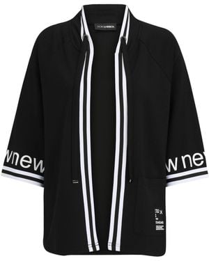 Doris Streich Sweatjacke mit Wording-Motiv - Schwarz