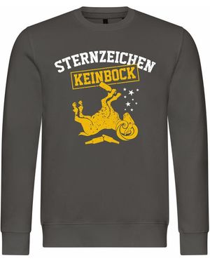 deinshirt Rundhalspullover Pullover Sternzeichen KEIN BOCK Mit Print Motiv, Grafik - Grau