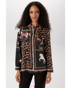 Aniston SELECTED Hemdbluse Mit Auffälligen, Künstlerischen Animal-Print - Schwarz