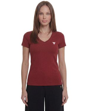 Guess T-Shirt Ss Vn Mini Triangle Tee Mit V-Ausschnitt, Slim Fit - Rot