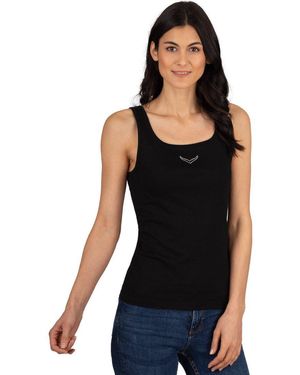 Trigema Tanktop Trägershirt mit Kristallsteinen (1-tlg) - Schwarz