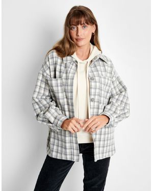 Threadbare Flanellbluse Drake Shacket im tollen Karo-Design - Grau