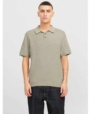 Jack & Jones Polokragenpullover JPRCCCOOPER KNIT POLO SS SN - Grau