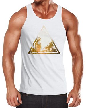 Neverless Tanktop Tank Top Foto Ananas Palmen Galaxy Sommer Tropical mit Print - Weiß