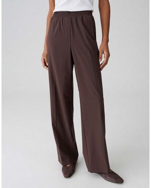 Opus Stoffhose Melane Bloom Wide Leg Pants Mit Komfortbund Elastischer Gummibund, Eingrifftaschen Und Fließender Fall - Braun