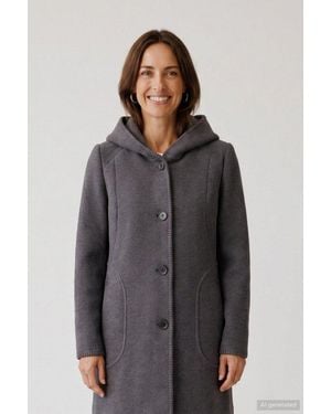 BARBARA LEBEK Wolljacke Wintermantel Oder Damenmantel Mit Innentasche - Grau