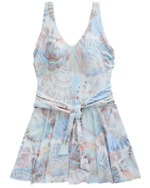 Next Badeanzug Bauchformendes Badekleid Mit Röckchen (1-St) - Blau