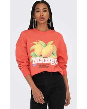 ONLY Sweatshirt ONLPHILEA L/S FRUIT O-NECK UB SWT - Rot