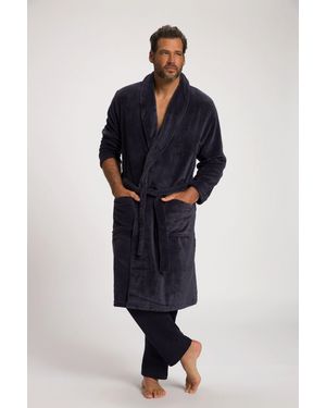 JP1880 Bademantel Homewear Mikrofaser Bindegürtel, Langform, Materialmix - Blau