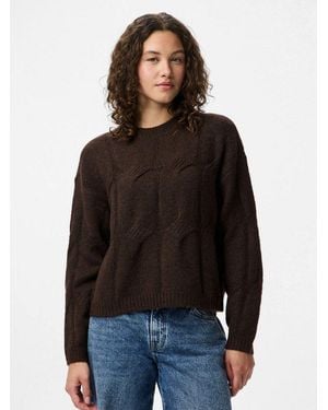 Pieces Strickpullover Pcjenna Ls O-Neck Cable Knit Noos Bc - Schwarz
