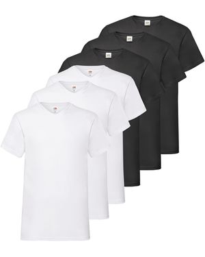 Fruit Of The Loom T-Shirt (Packung, -tlg) aus Baumwolle, V-Ausschnitt, 6-teilig - Schwarz