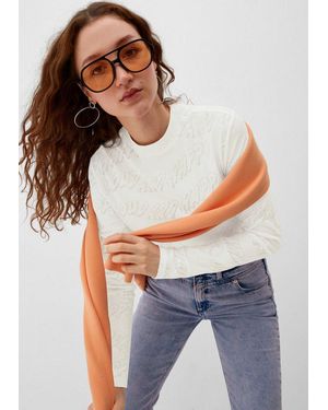 QS Langarmshirt T-Shirt Longsleeve Mit Ausbrennermuster - Grau