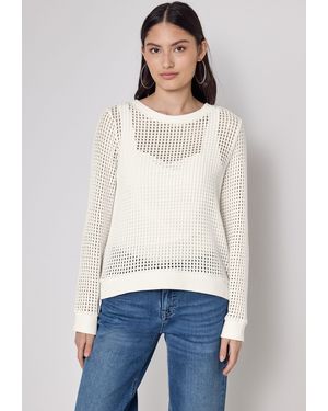 STREET ONE STUDIO Langarmshirt aus Baumwolle mit Stretchante - Weiß