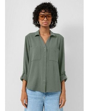 QS Langarmbluse Bluse Bluse Mit Turn-Up - Grün