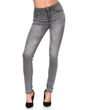 Elara Fit- Stretch Hose Skinny Jeans Elastisch (1-tlg) - Grau
