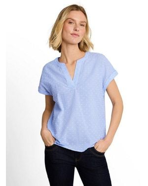 Tom Tailor Druckbluse Sommer-Tunika Mit Feinen Streifen Und Punkten - Blau