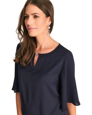 Hermann Lange Blusenshirt mit Glitzerdetail am Ausschnitt - Blau