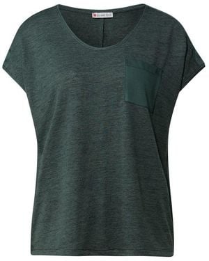 Street One T- – Leichtes Shirt in Leinen-Optik mit V-Ausschnitt - Grün