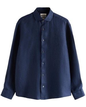 Next Langarmhemd Signature Langarmhemd Mit Korbgeflecht-Design (1-Tlg) - Blau