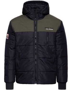 King Kerosin Winterjacke Motor State (1-St) mit Kapuze im Kragen verstaubar - Schwarz