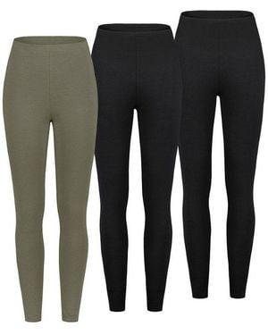 Sublevel Leggings Damen Lange Leggings 3Er-Pack (3-Tlg) Verschiedene Farb-Packs, Single-Jersey - Schwarz