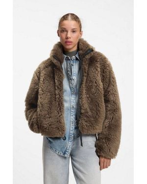 HUGO Fellimitatjacke Felver Mit Verstellbarem Saum - Braun