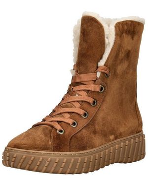 Paul Green Stiefelette Veloursleder Schnürstiefelette - Braun
