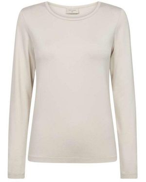 Freequent Langarmshirt Rundhalsshirt Mit Viskose Und Stretch - Natur