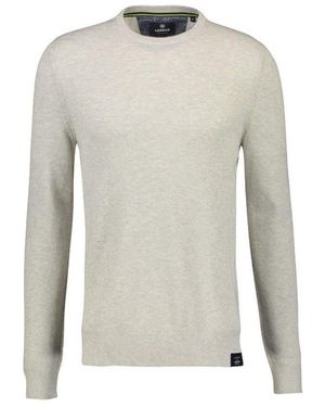 Lerros Rundhalspullover weiß regular (1-tlg) - Grau