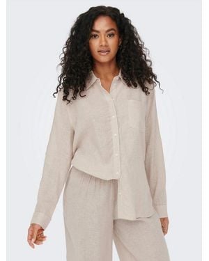 ONLY Longbluse Onltokyo L/S Linen Blend Shirt Mit Leinen - Natur