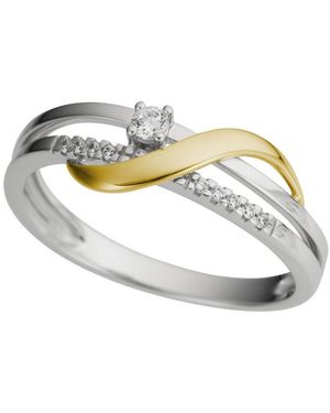 Firetti Fingerring Schmuck Geschenk 375 Damenring Goldring Fantasie Bicolor, Mit Brillanten - Schwarz