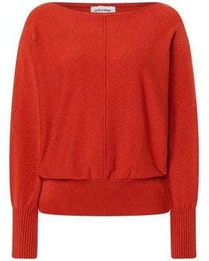 MORE&MORE Strickpullover Casual Oversize-Pullover, Fledermausärmel - Rot