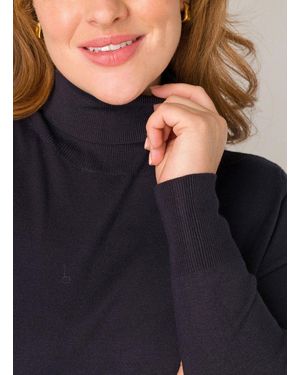 Base Level Curvy Rollkragenpullover Yuena Feiner Strickpullover Mit Viskose Große Größen - Blau