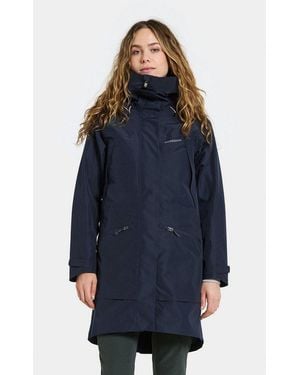 Didriksons Parka Damen Übergangsjacke Mantel Wasserdicht Ilma Mit Kapuze Mit Taschen - Blau