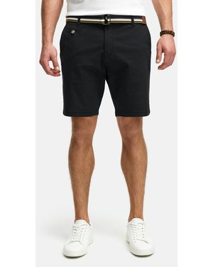INDICODE Chinoshorts INThews aus Twill mit passendem Gürtel - Schwarz